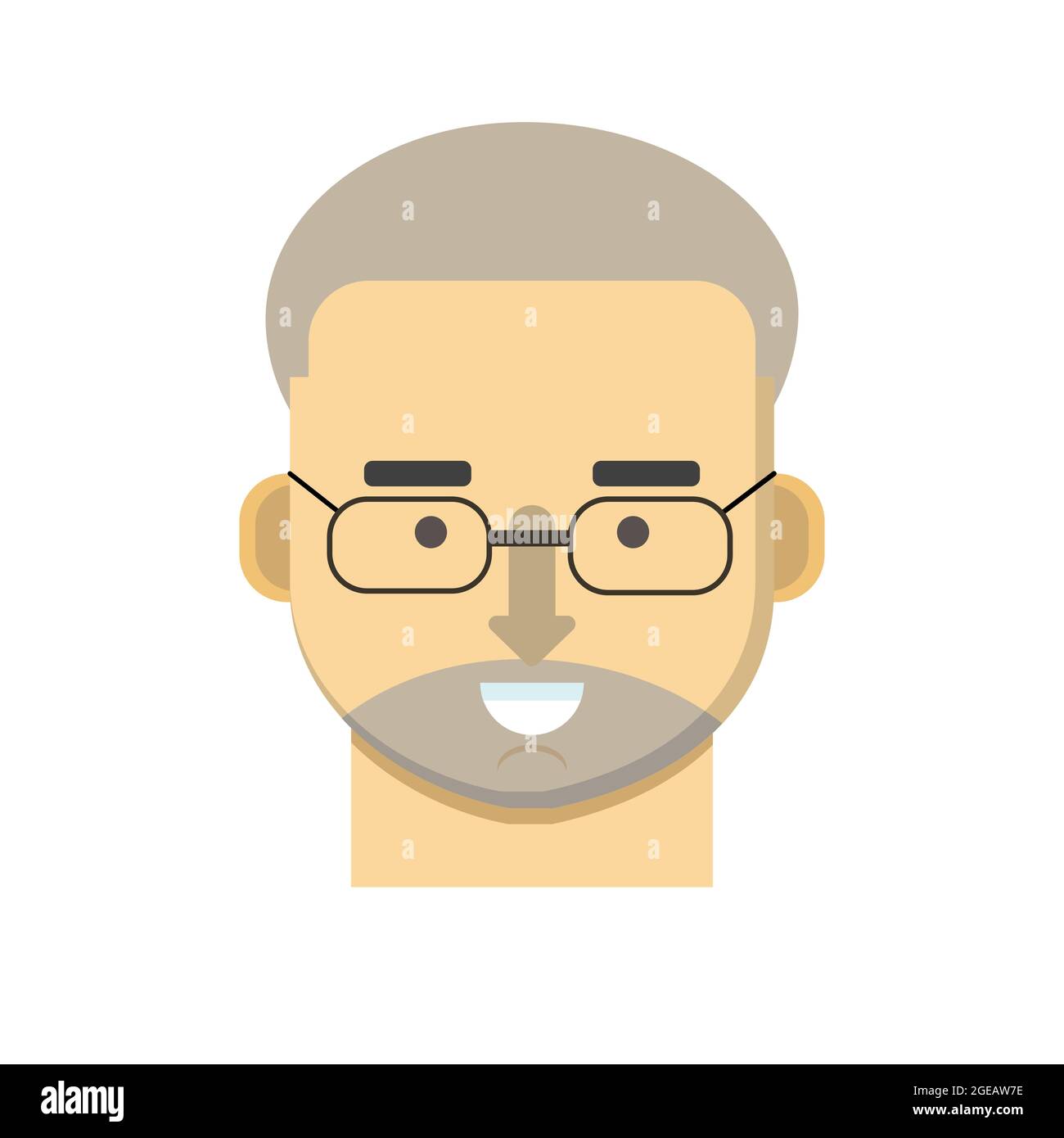 Gray-haired man with stubble and black glasses Stock Vector