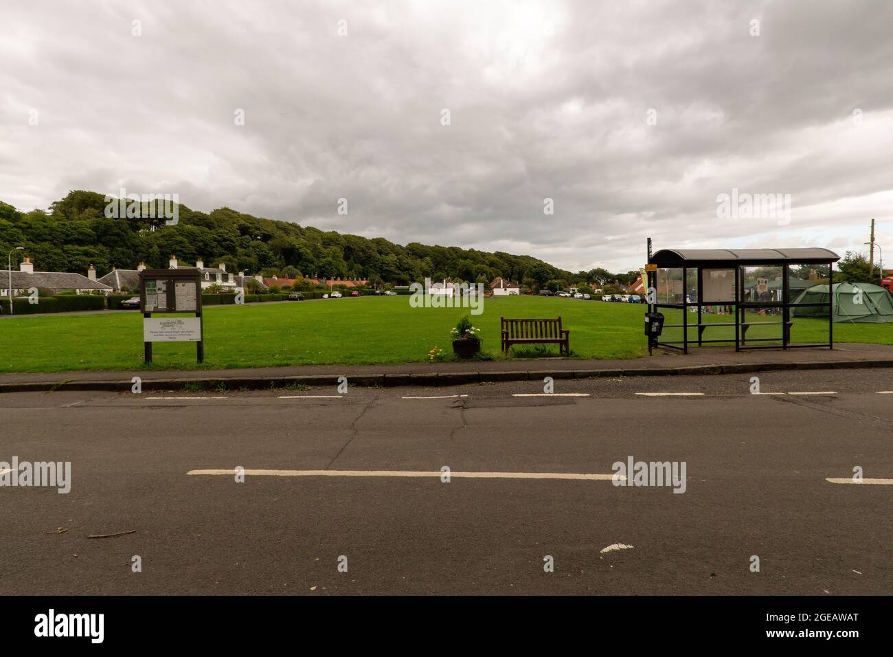 A small town with a few property's and park in Charlestown, Fife