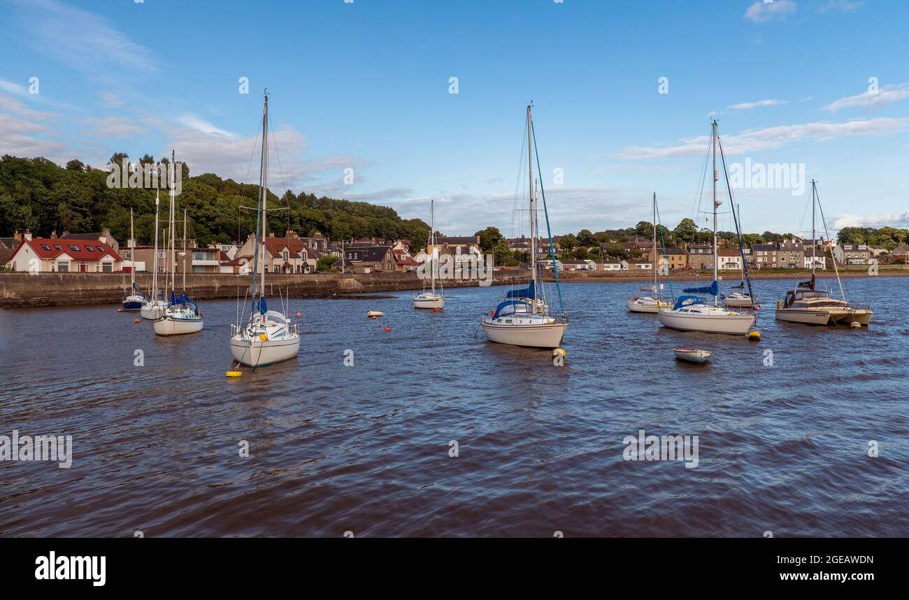 A small village of Limekilns and harbour which dates back to the 14th Centaury and is on the Fife coastline of Scotland, UK Stock Photo