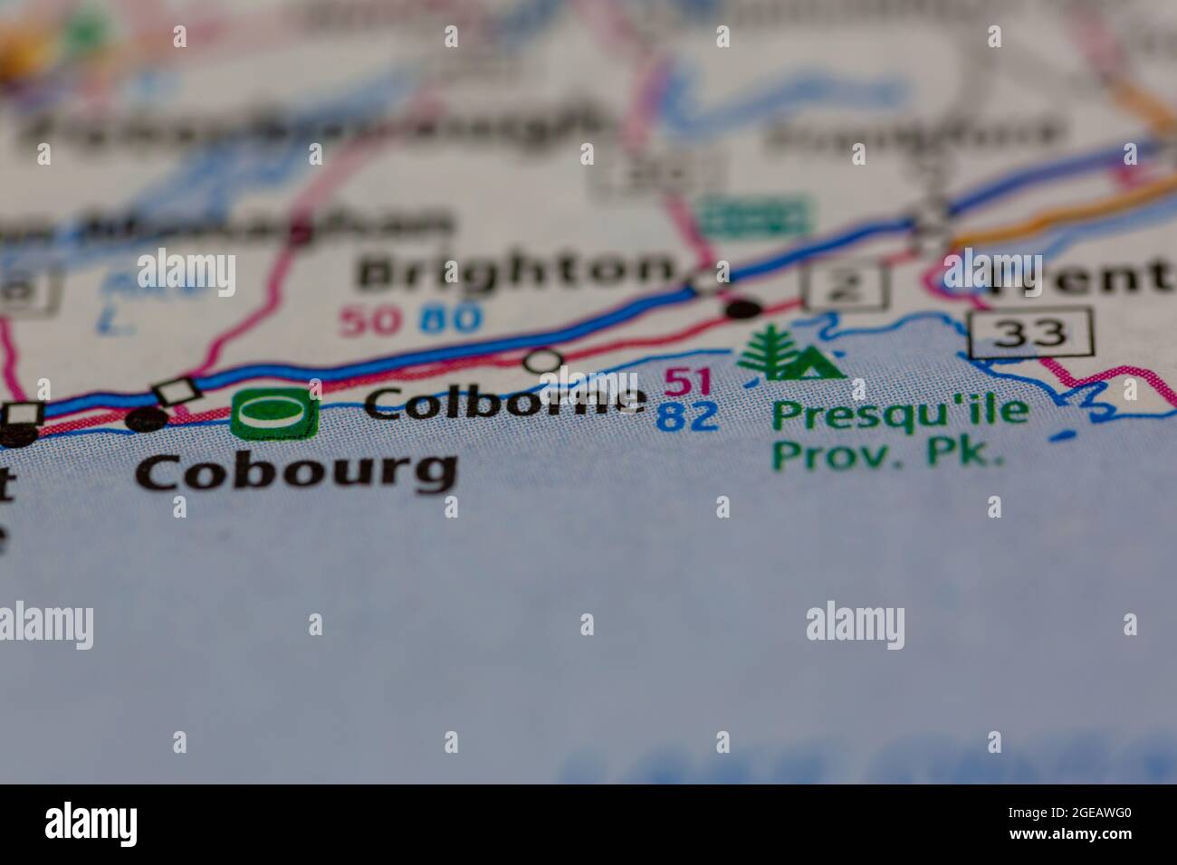 Colborne Ontario Canada shown on a road map or Geography map Stock