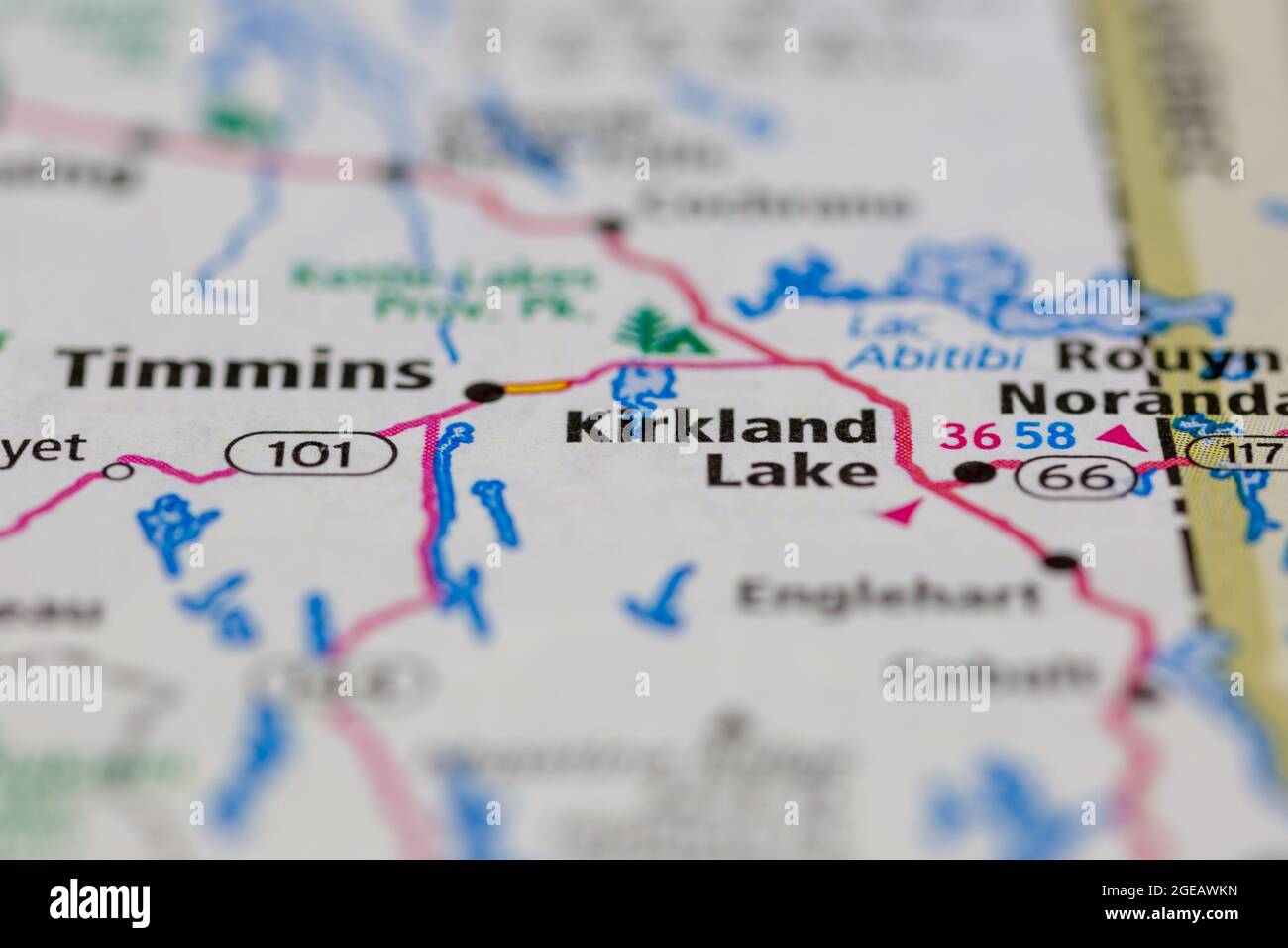 Road Map Of Ontario Canada Kirkland Lake Ontario Canada Shown On A Road Map Or Geography Map Stock  Photo - Alamy
