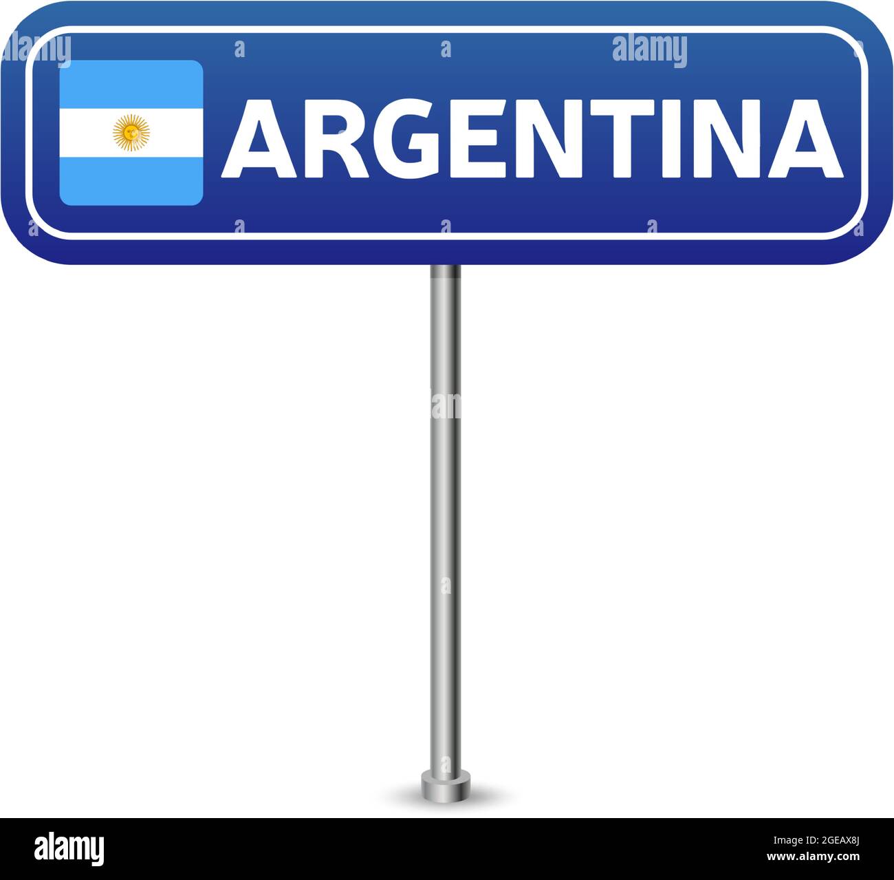 argentina road sign. National flag with country name on blue road 