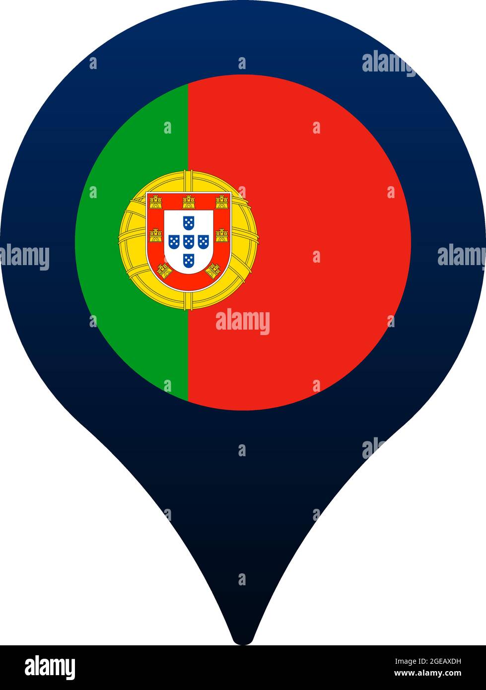 Abstract Blue World Map With Magnified Portugal. Portugal Flag And