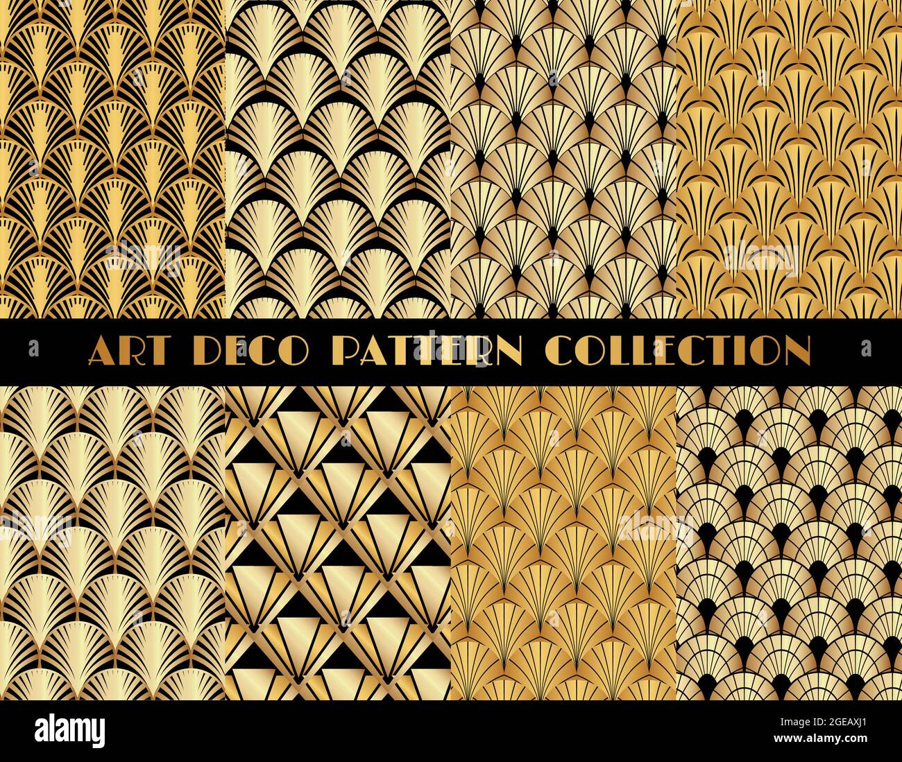 Geometric Gatsby Art Deco Pattern Set Stock Vector