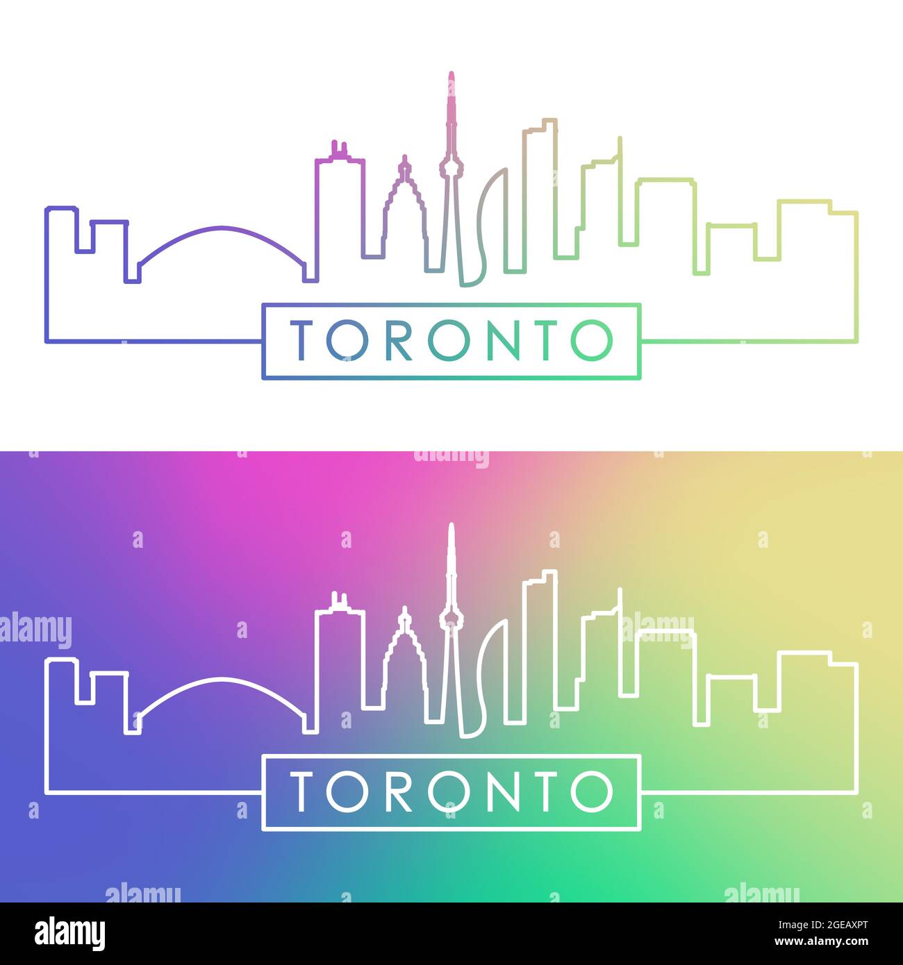 Toronto skyline. Colorful linear style. Editable vector file. Stock Vector