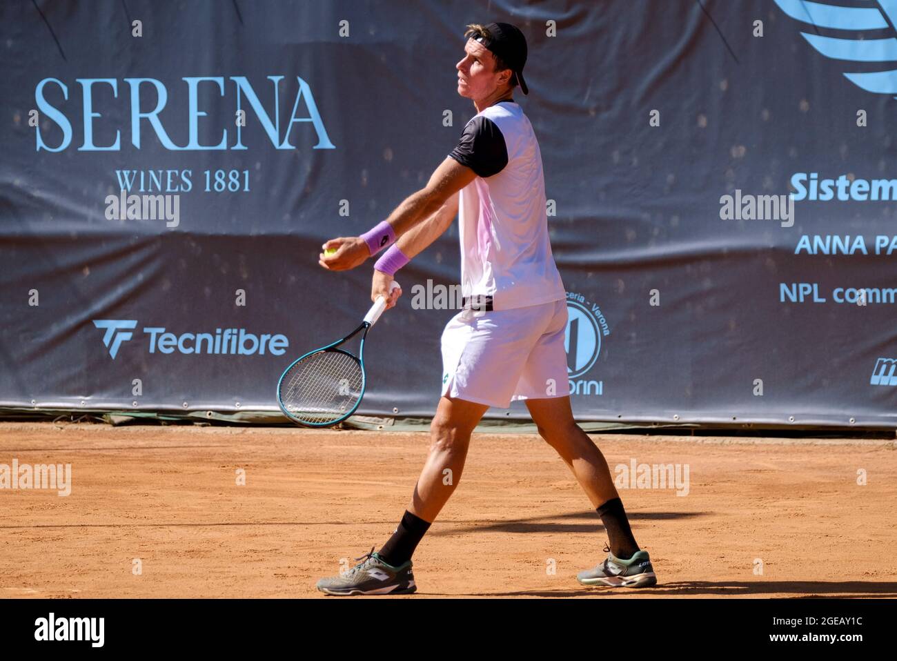 ATV Tennis Club , Verona, Italy, 18 Aug 2021, Dmitry Popko (Kazakistan) at service during ATP80 Challenger -