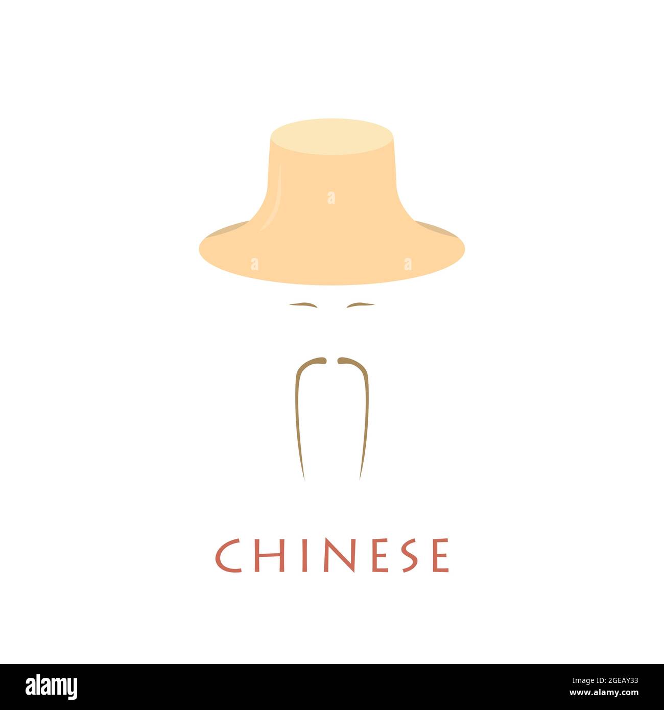 Chinese man in traditional hat. Vector illustration. Stock Vector