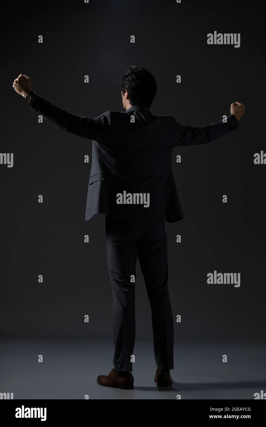 Successful Chinese businessman punching the air Stock Photo Alamy