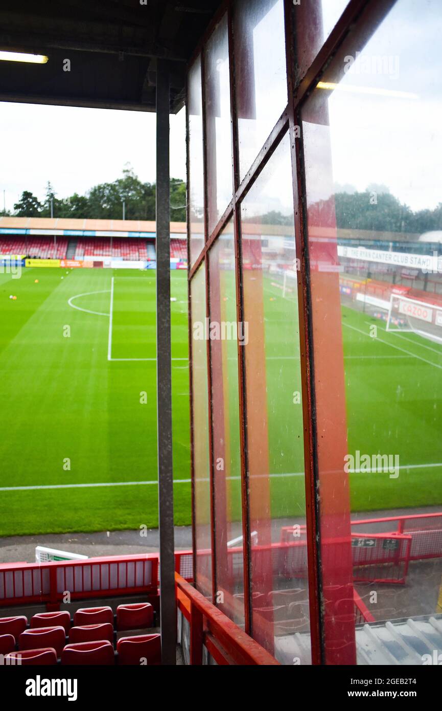 Quiet in the stadium before the Sky Bet League Two match between Crawley Town and Salford City at the People's Pension Stadium  , Crawley ,  UK - 17th August 2021 - Editorial use only. No merchandising. For Football images FA and Premier League restrictions apply inc. no internet/mobile usage without FAPL license - for details contact Football Dataco Stock Photo