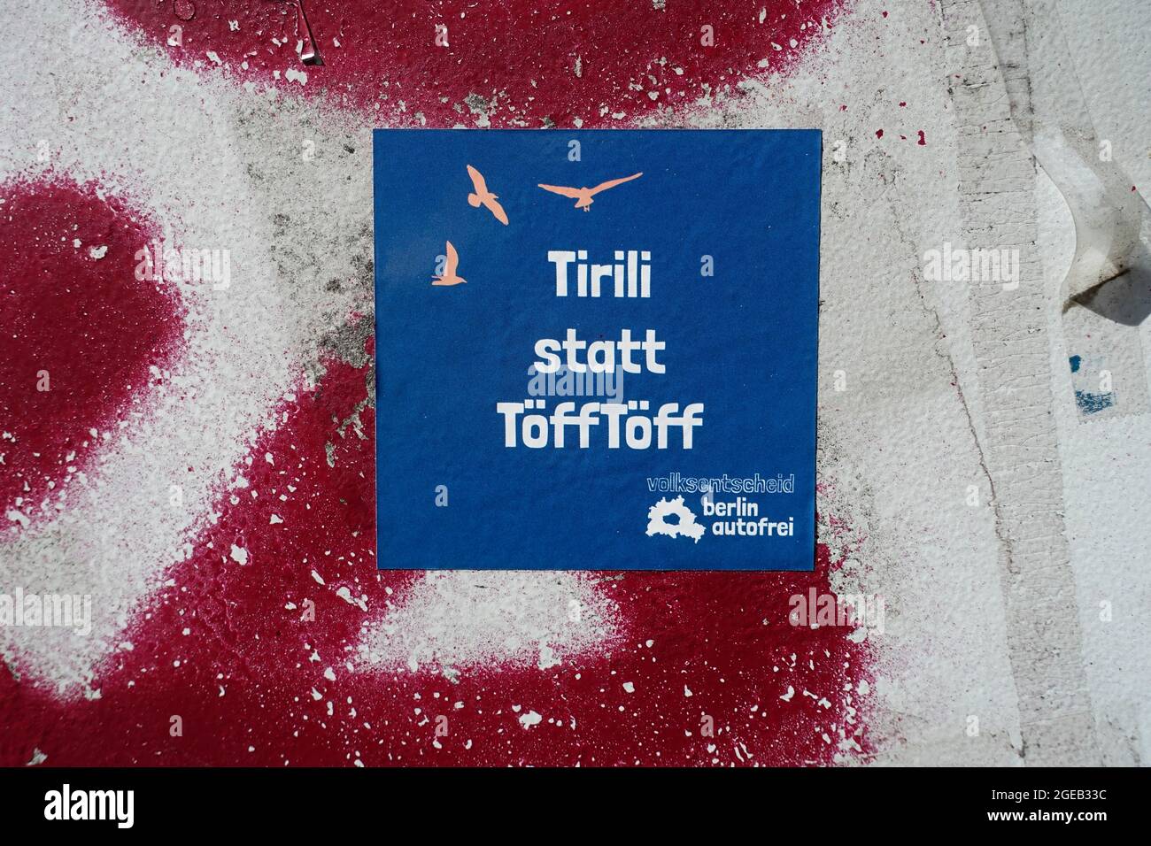 Referendum, Berlin car-free, sticker in Berlin Stock Photo
