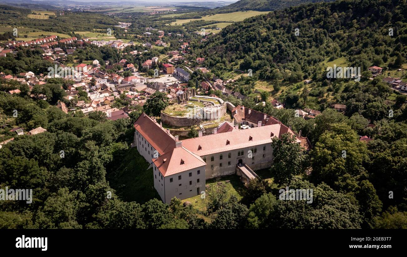 Aerial view of the castle in the town of Modry Kamen in Slovakia Stock  Photo - Alamy