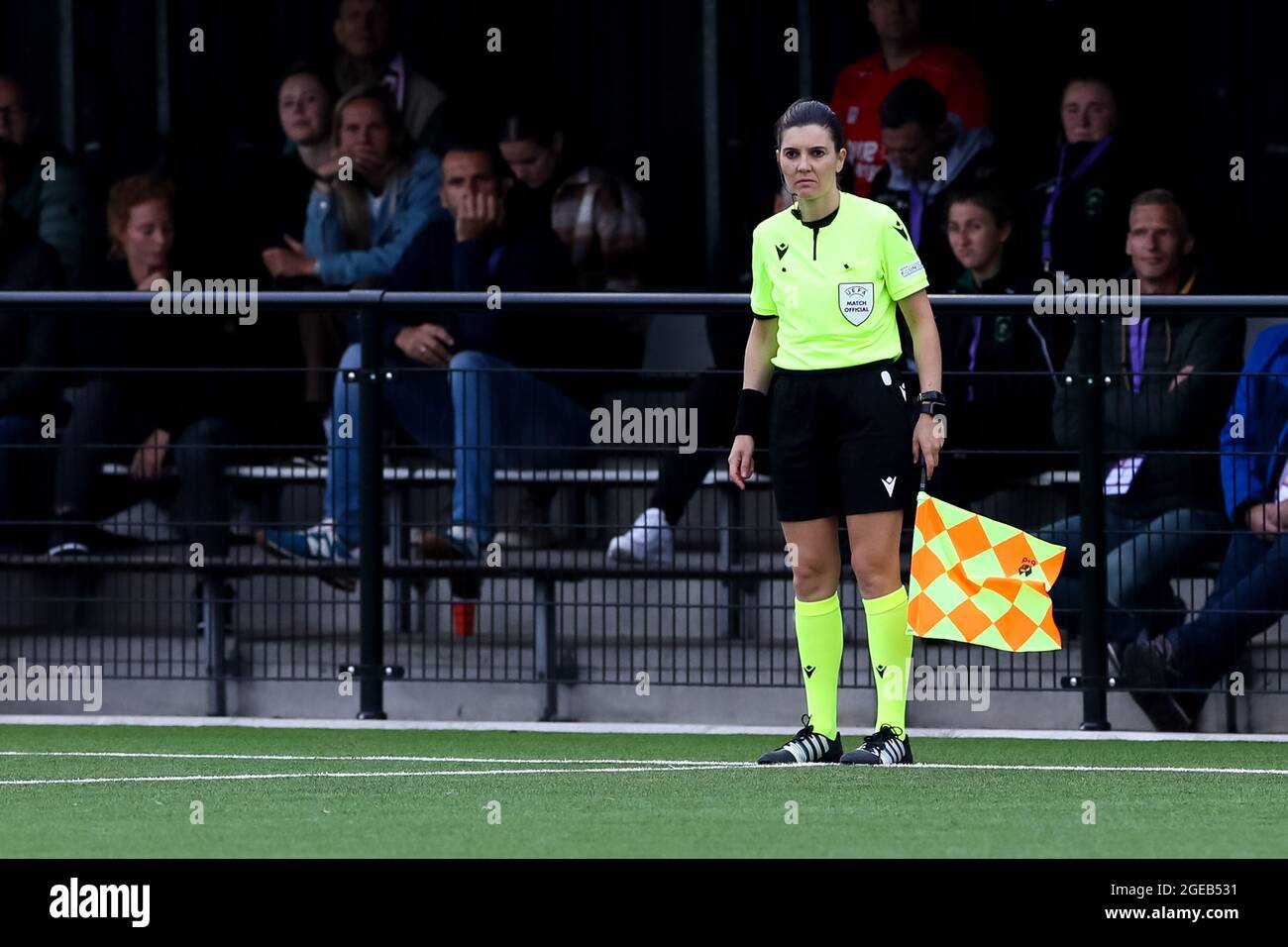 ENSCHEDE, NETHERLANDS - AUGUST 18: Assistant referee Veronica Martinelli  during the UEFA Women's Champions League First Qualifying Round match  between FC Twente and FC Nike at Sportclub Enschede on August 18, 2021