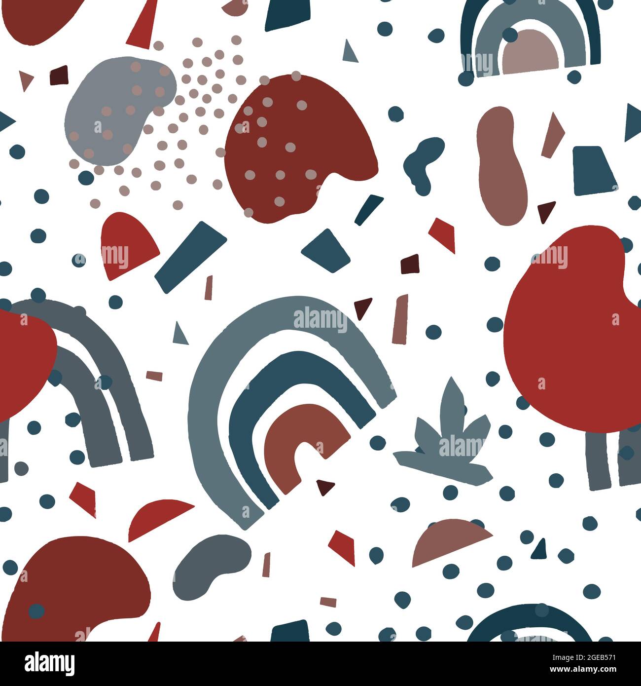 Mid century modern abstract shape seamless pattern Stock Vector Image ...