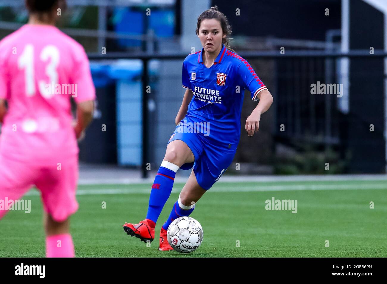 ENSCHEDE, NETHERLANDS - AUGUST 18: Lotje de Keijzer of FC Twente during the  UEFA Women's Champions League First Qualifying Round match between FC Twente  and FC Nike at Sportclub Enschede on August