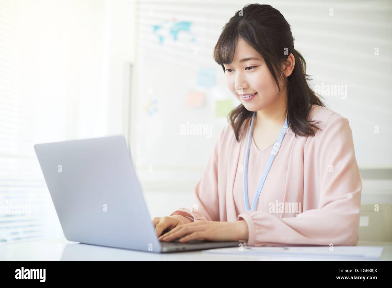 Japanese woman working Stock Photo