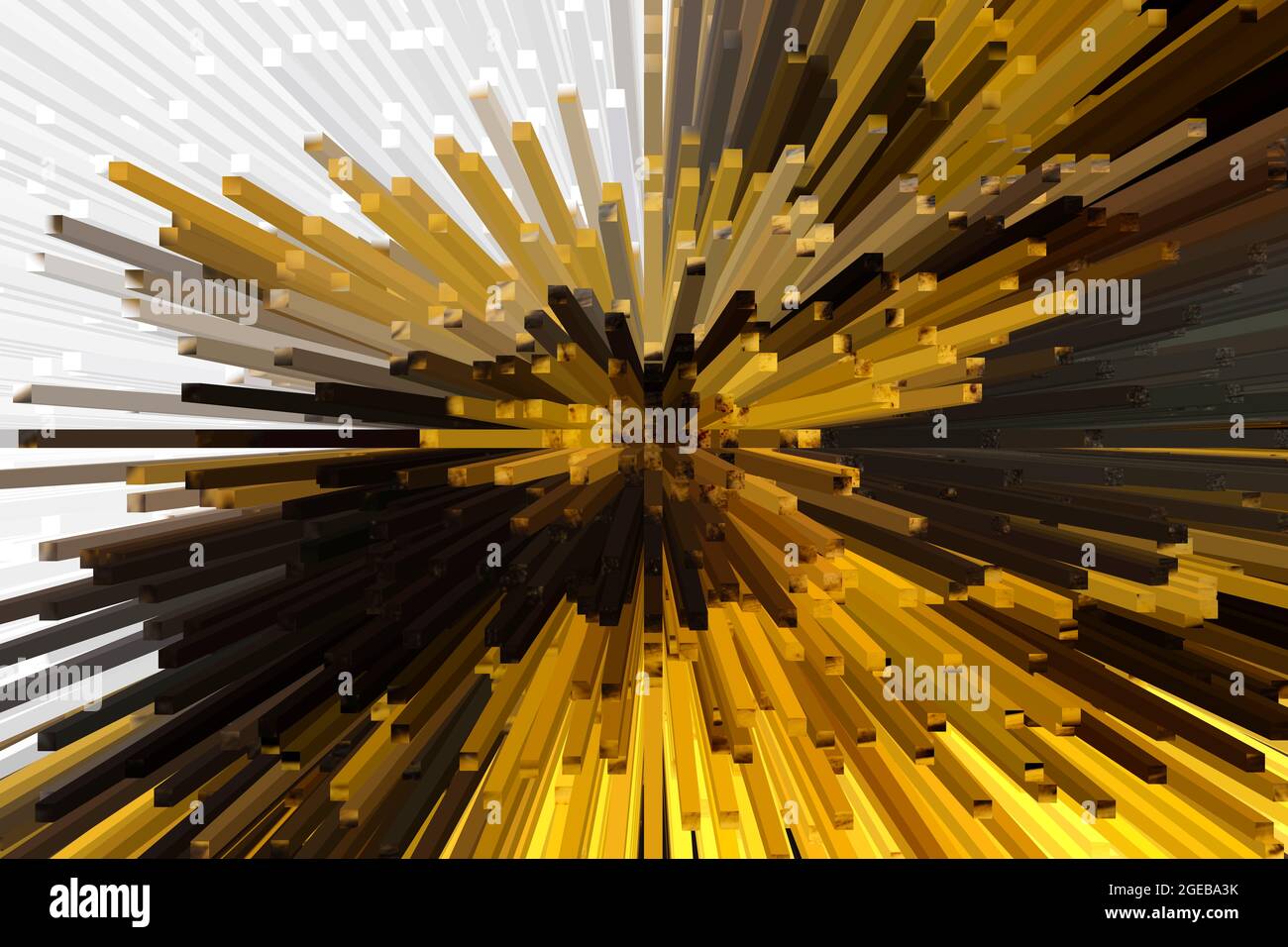 Abstract Dark Yellow And White Extrude Effect Background Stock Photo