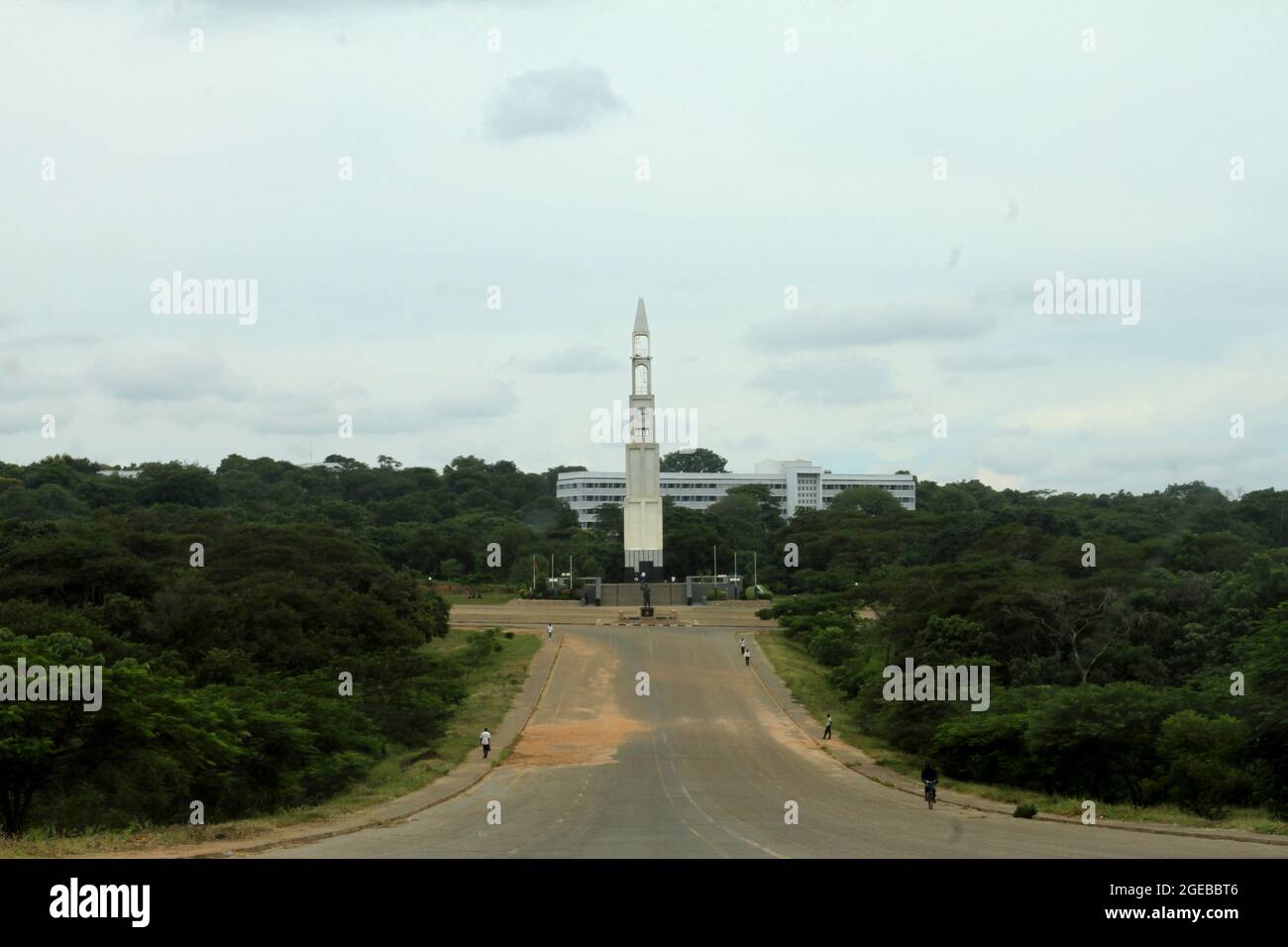 The memorial tower in Lilongwe holds the names of people who lost their lives in the first and second world wars. Lilongwe, Malawi. Stock Photo