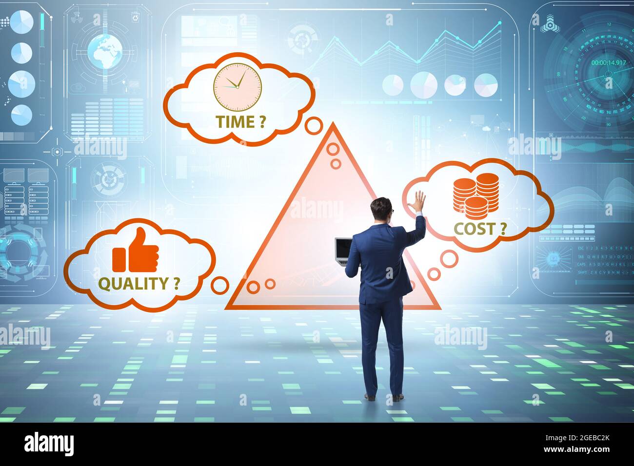 Concept of efficiency with cost time and the quality Stock Photo - Alamy