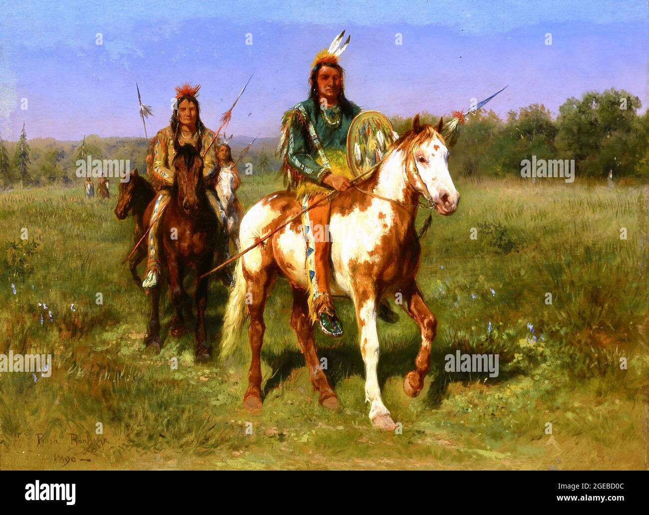 Rosa Bonheur - Mounted Indians Carrying Spears - Indiens à cheval armés de lances - 1890 Stock Photo