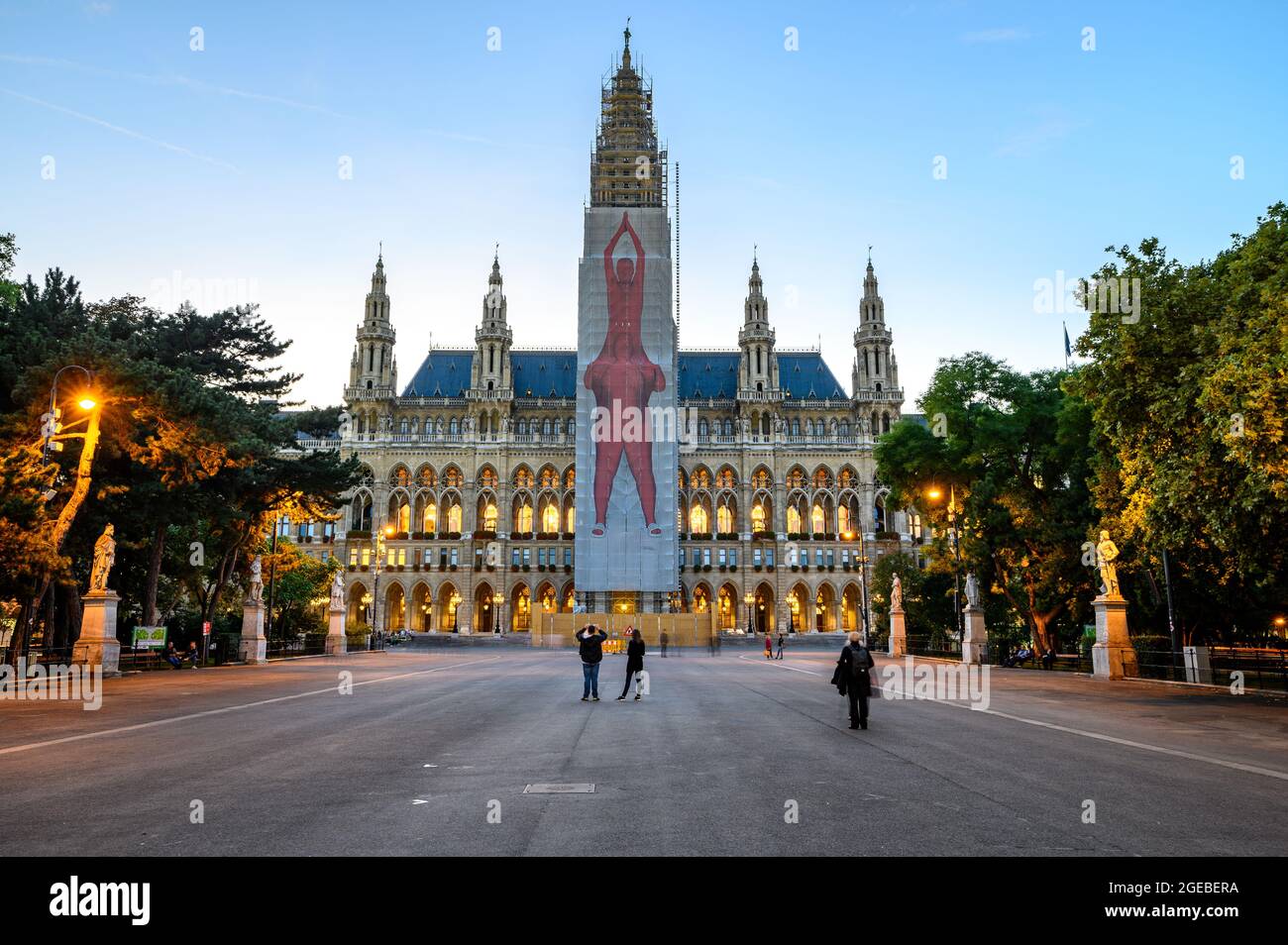 The Rathaus (Town Hall) is a building in Vienna which serves as the seat both of the mayor and city council of the city of Vienna Stock Photo
