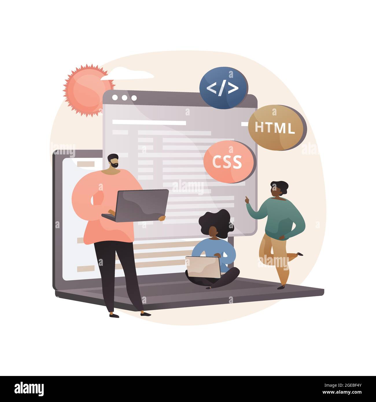 Computer programming camp abstract concept vector illustration Stock ...