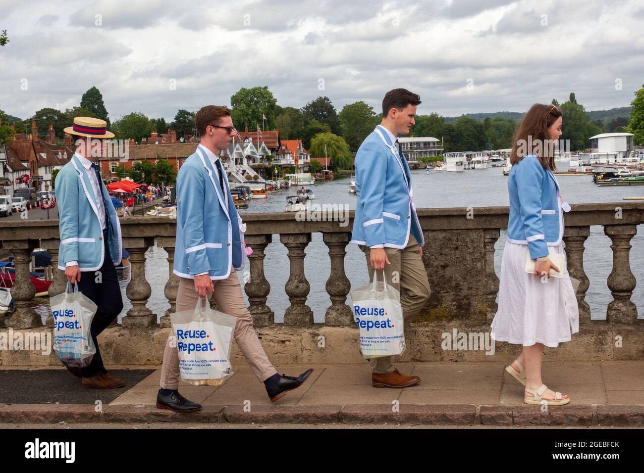 Henley-upon-Thames, Oxfordshire, UK. Henley Royal Regatta, Covid adapted races with traditional  heats leading to the grand Sunday final in August Stock Photo