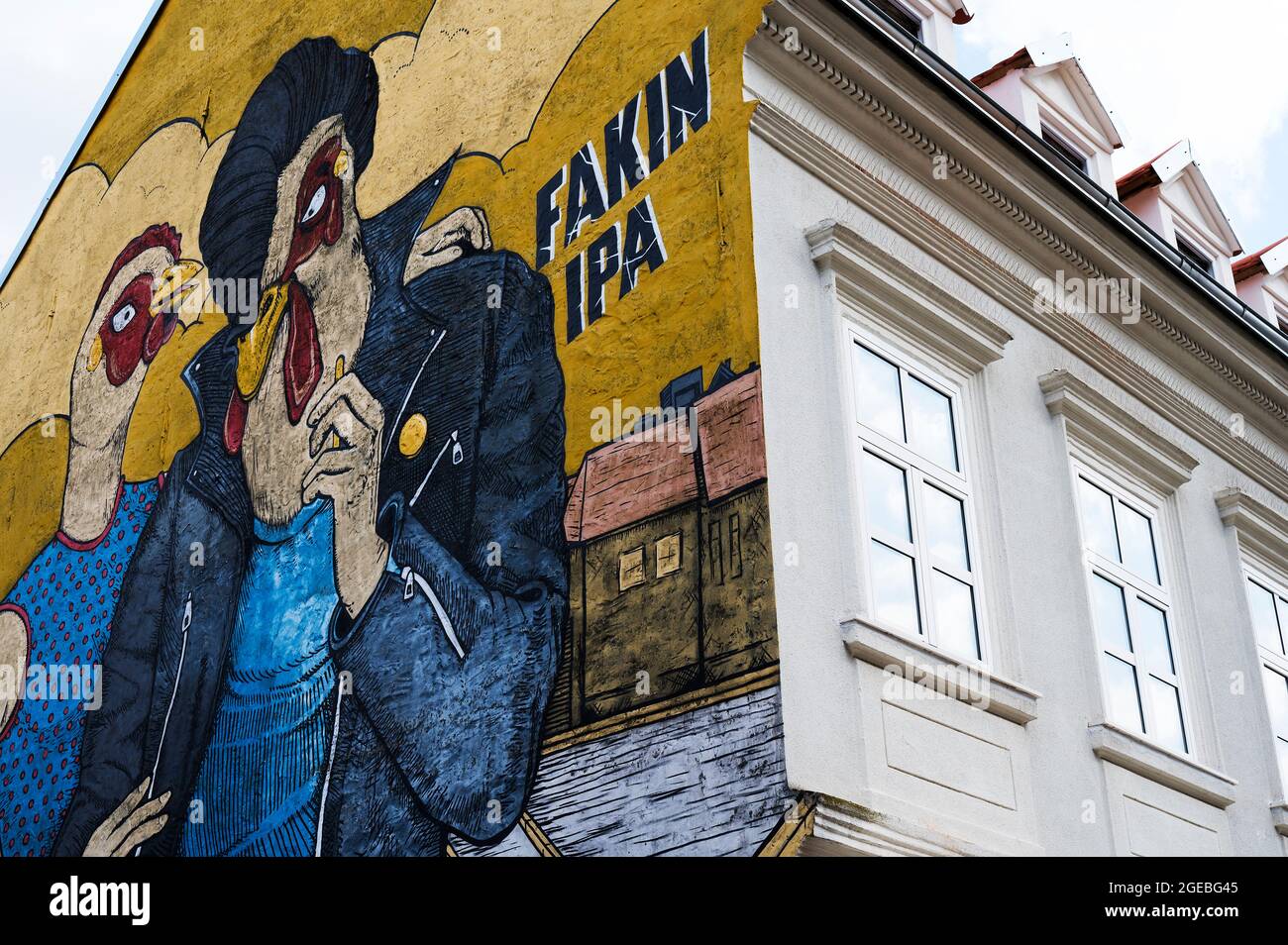 Groovy street art mural above a bar in Zagreb, Croatia Stock Photo