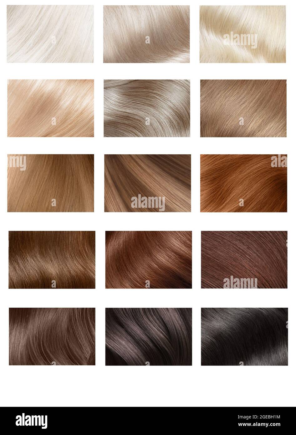 Hair Collection, shades, set of five colors. straight hair. Stock Photo