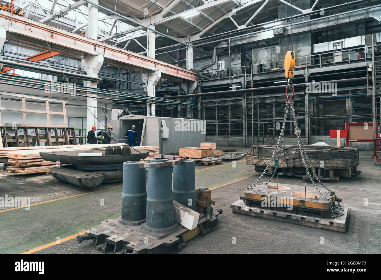 Woodwork Factory Woodwork factory with stacks of wood and equipment machinery ...