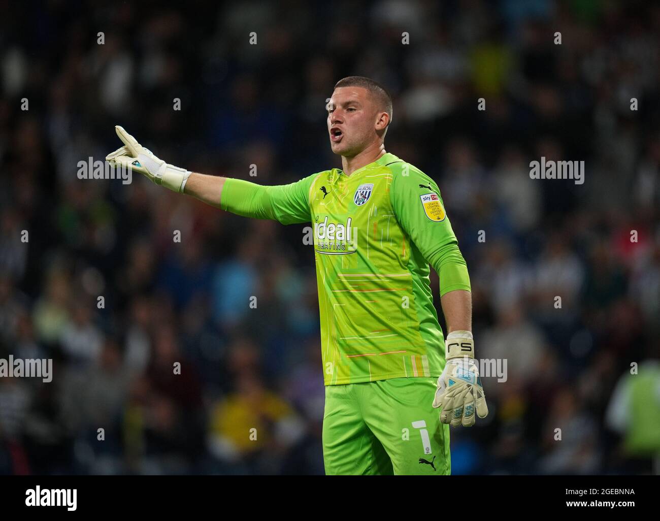 West Bromwich, UK. 18th Aug, 2021. Goalkeeper Sam Johnstone of WBA during the Sky Bet Championship match between West Bromwich Albion and Sheffield United at The Hawthorns, West Bromwich, England on 18 August 2021. Photo by Andy Rowland. Credit: PRiME Media Images/Alamy Live News Stock Photo