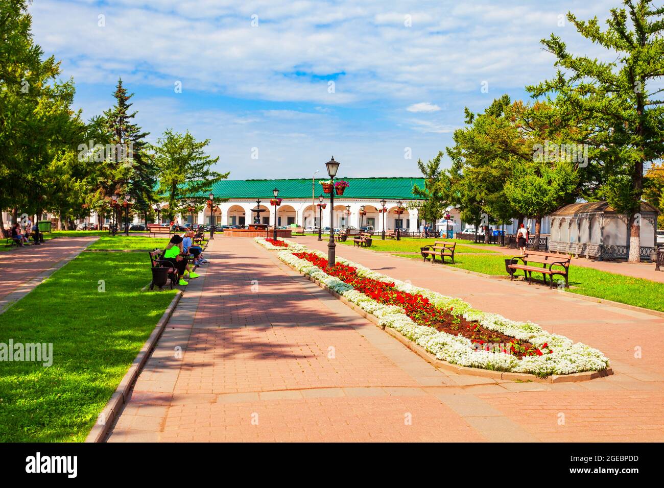 Public park in Kostroma city, Golden Ring of Russia Stock Photo