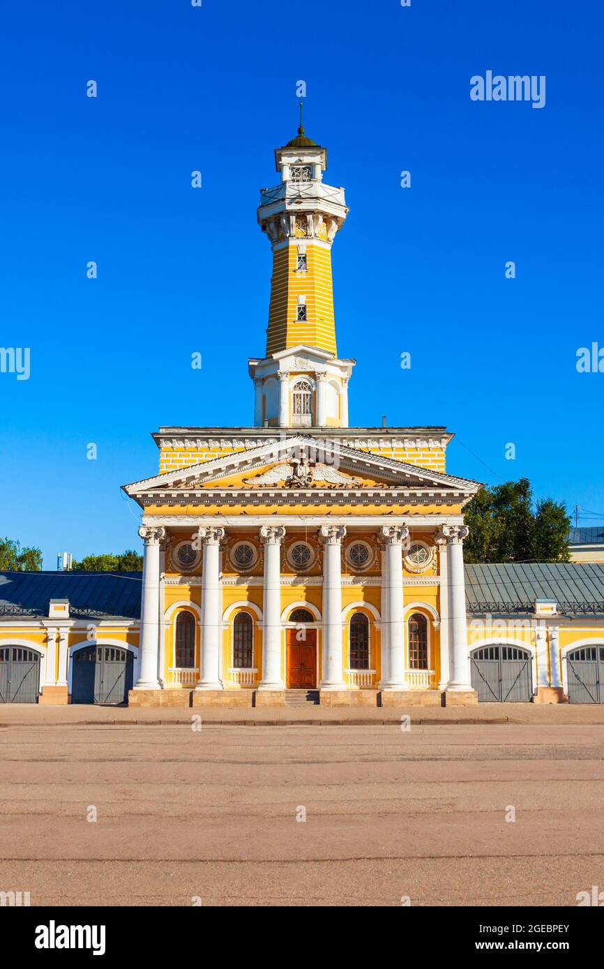 Fire observation watchtower or watch tower at the Susaninskaya main square in Kostroma city, Golden Ring of Russia Stock Photo