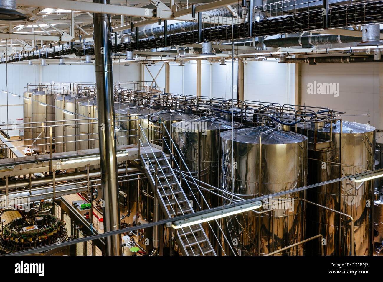 Modern winery production line. Storage vats and bottling equipment Stock Photo Alamy