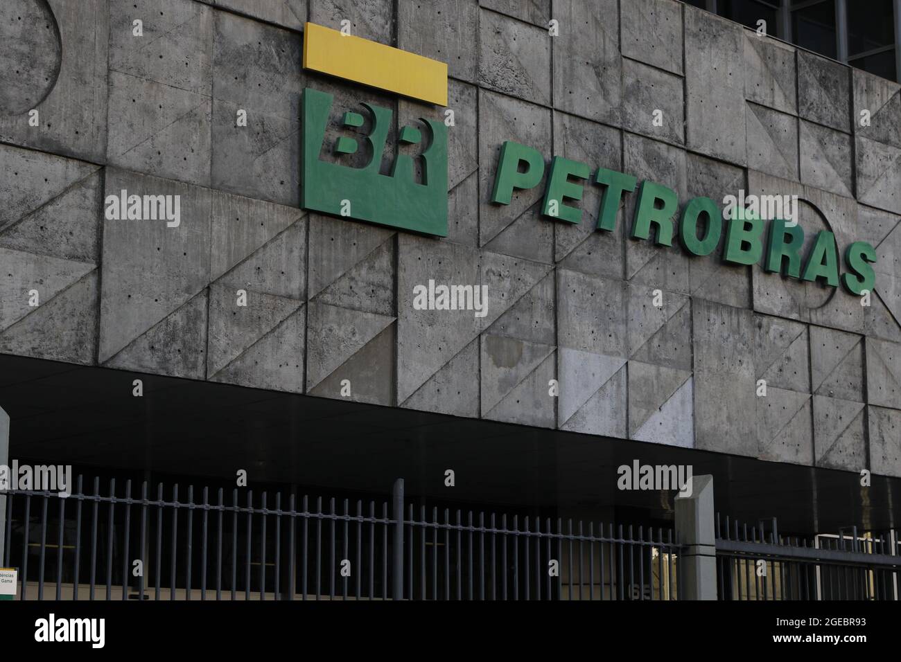 Petrobras oil company logo on building headquarters. Brazilian national