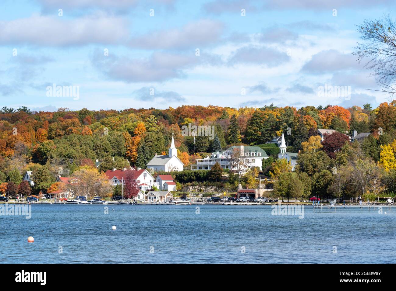 Photograph of Ephraim, Wisconsin on a beautiful autumn morning Stock
