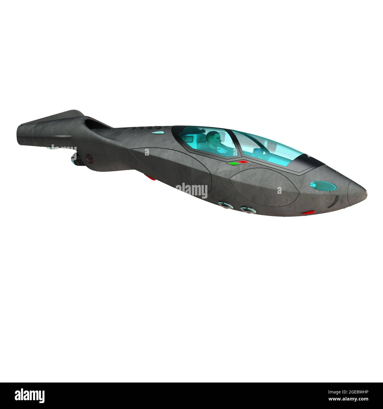 3D-illustration of a one person science fiction starship Stock Photo