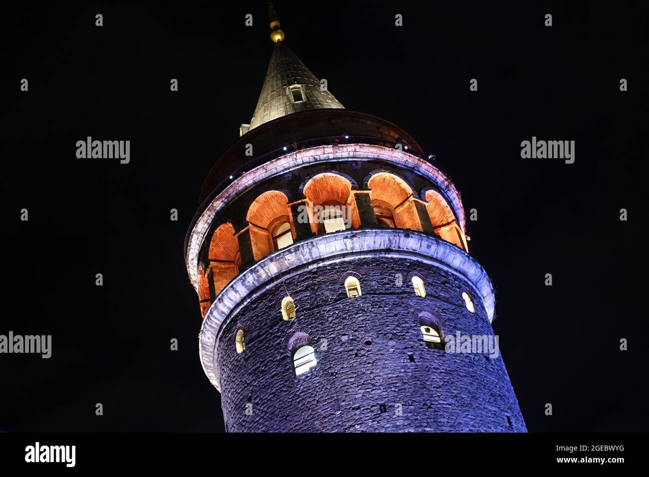 Turkey Istanbul - Galata Tower at night Stock Photo - Alamy
