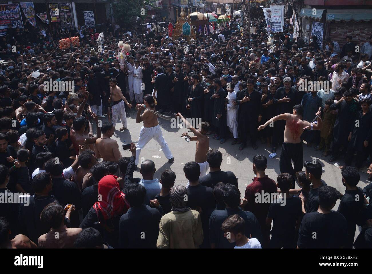 Lahore Pakistan 18th Aug 21 Pakistani Shiite Muslim Take A Part In Mourning Rituals To Symbolize The Horse That Carried Imam Hussein During The Battle Of Karbala To Pay Tribute During 9th Lahore Pakistan 18th Aug 21 Pakistani Shiite Muslim Take A Part In Mourning Rituals To Symbolize The Horse That Carried Imam Hussein During The Battle Of Karbala To Pay Tribute During 9th