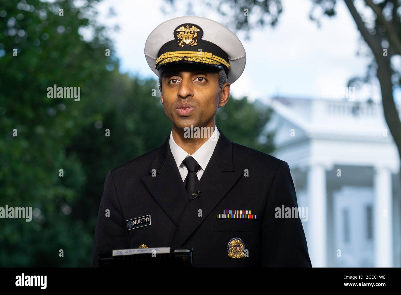 Washington, United States. 18th Aug, 2021. US Surgeon General Vivek Murthy answers questions during an MSNBC interview at the White House in Washington, DC on Wednesday, August 18, 2021. Photo by Ken Cedeno/UPI Credit: UPI/Alamy Live News Stock Photo