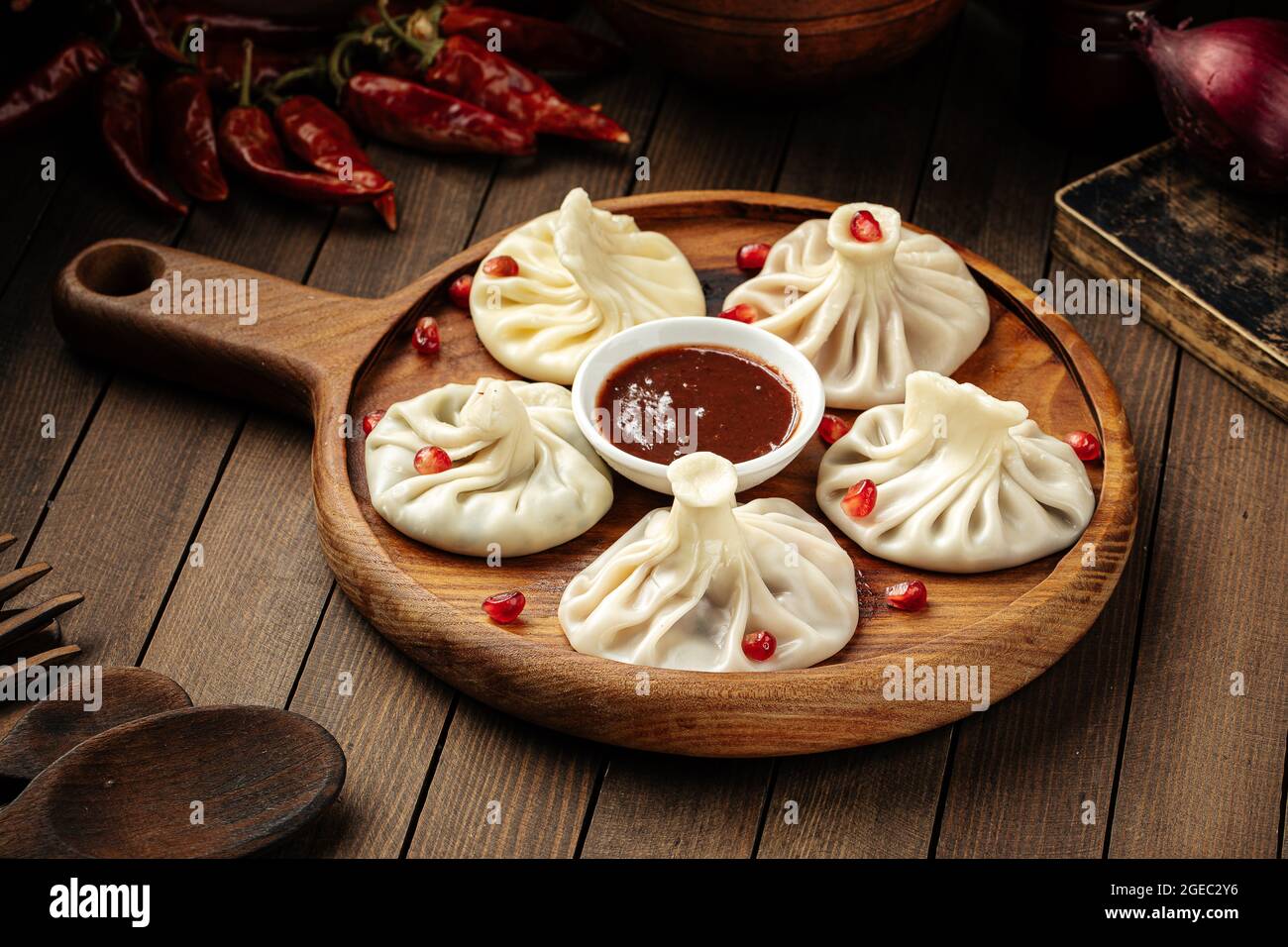 Georgian khinkali dumplings stuffed with meat Stock Photo