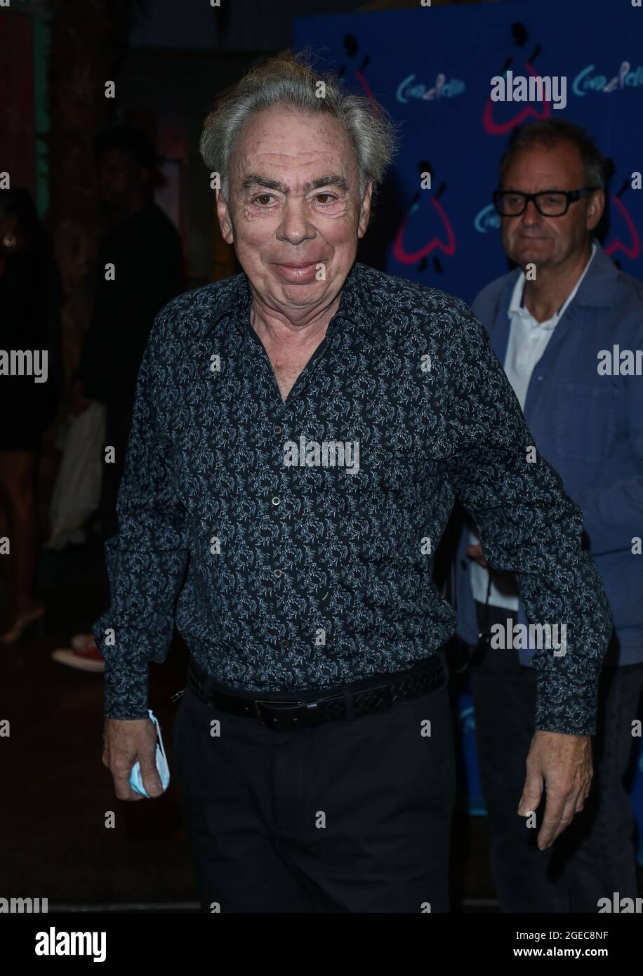 London, UK. 18th Aug, 2021. Andrew Lloyd-Webber arrives for the 'Cinderella' musical press night at the Gillian Lynne Theatre in London. Credit: SOPA Images Limited/Alamy Live News Stock Photo