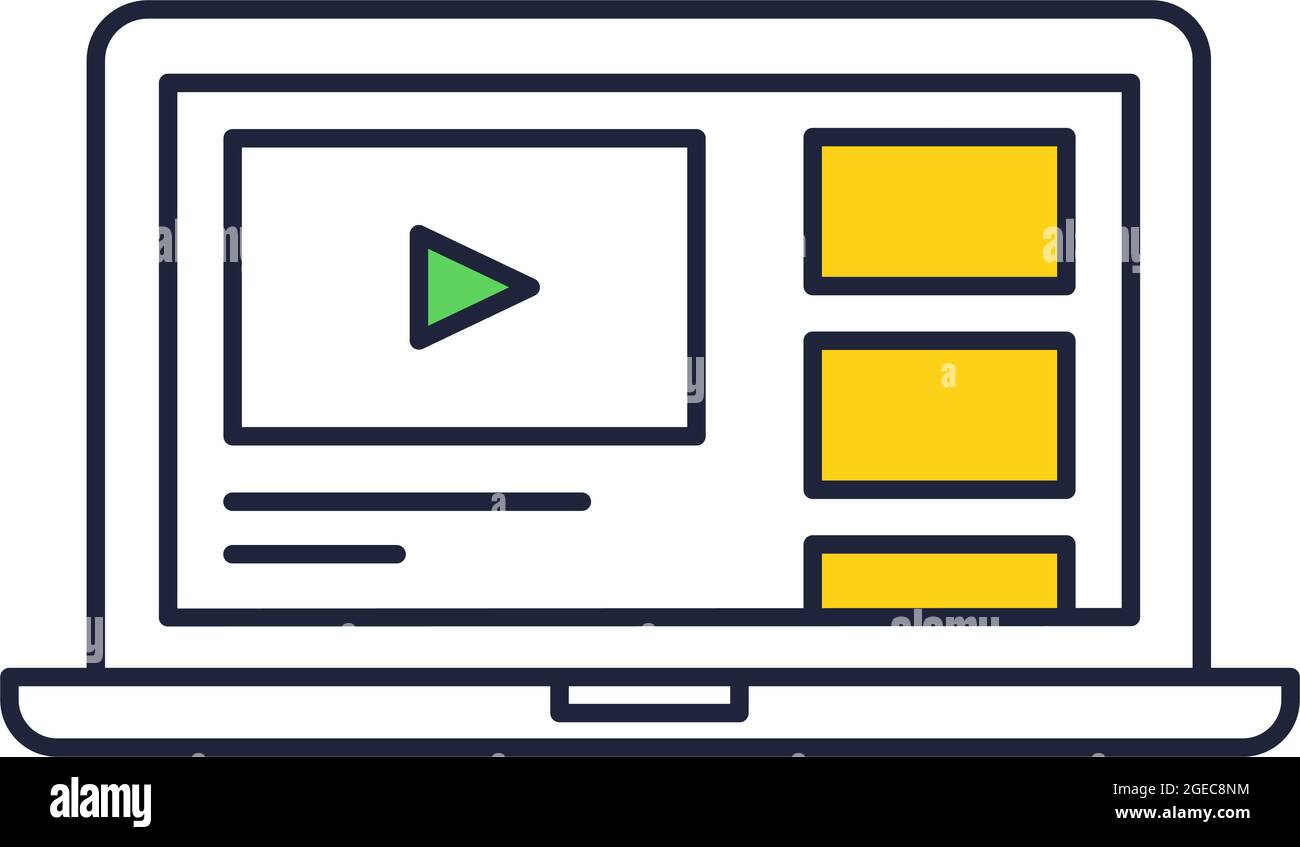 Computer laptop icon video in network on screen Stock Vector Image ...