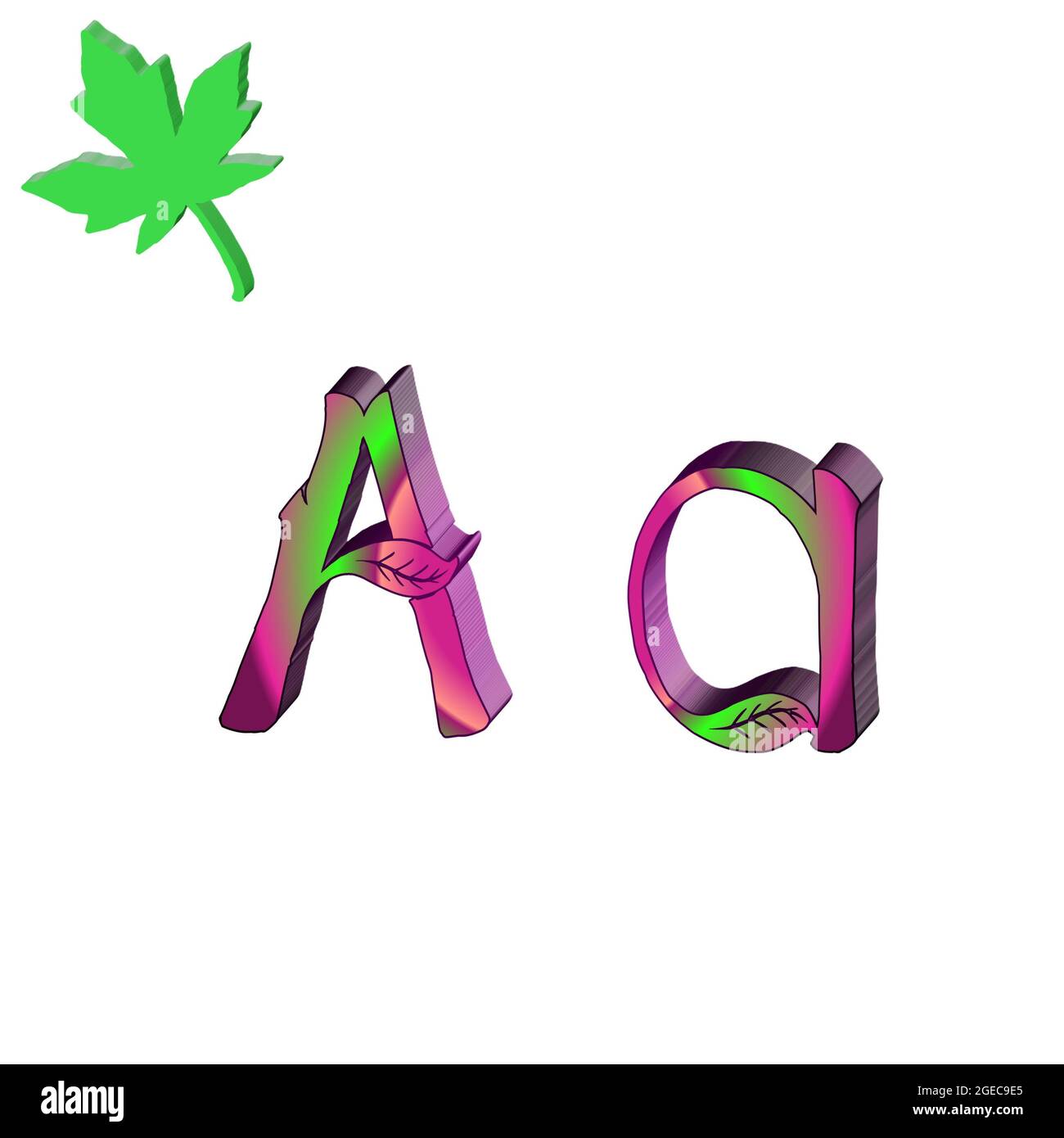 Capital letter A colorful 3D abstract beautiful white background Stock Photo