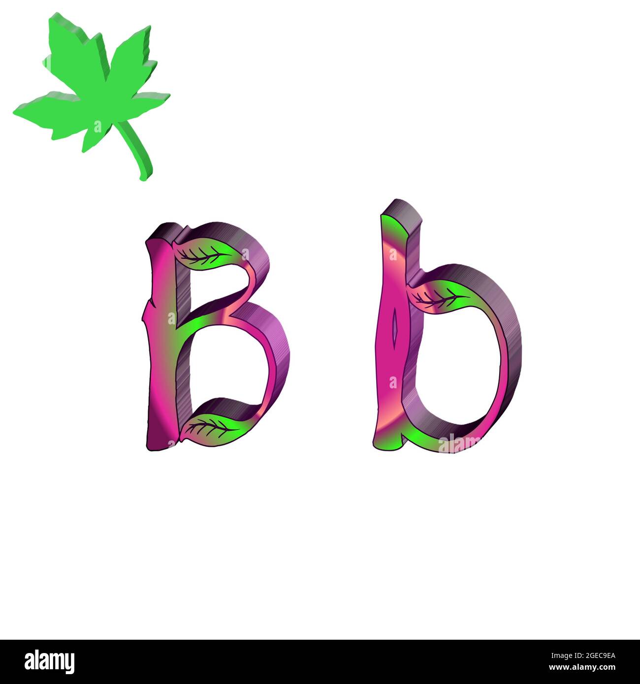 Capital letter B colorful 3D abstract beautiful white background Stock Photo