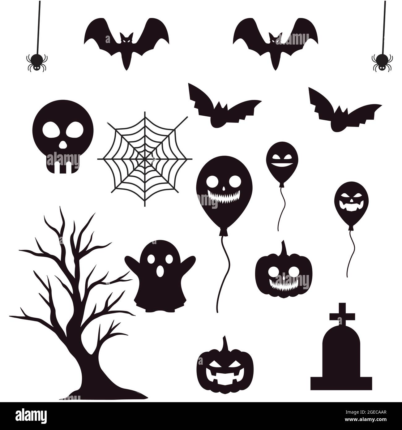 set silhouettes of halloween vector illustration Stock Vector Image ...