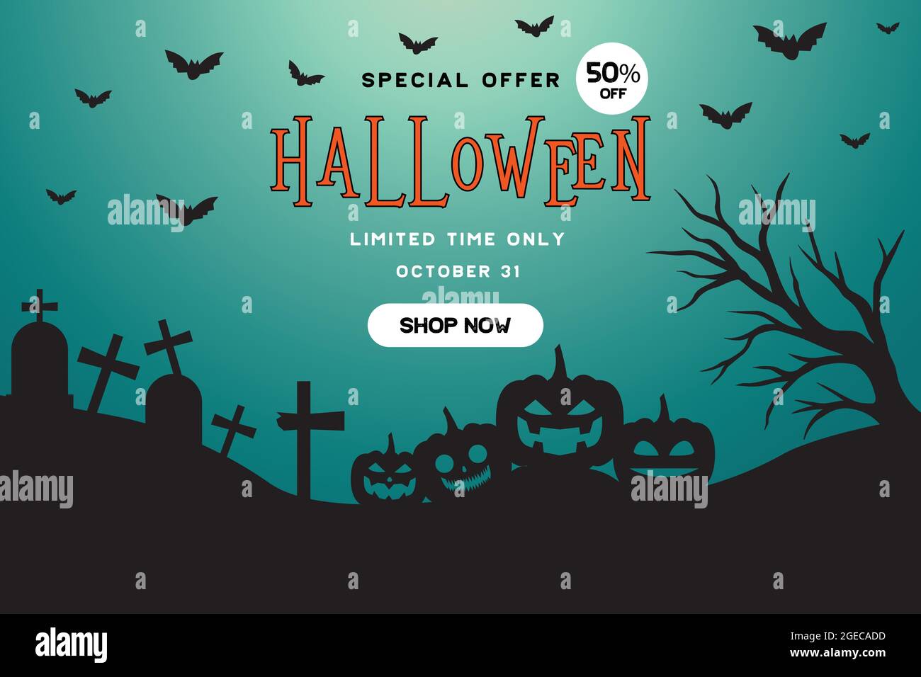Halloween special offer banner promotion template. vector illustration design Stock Vector