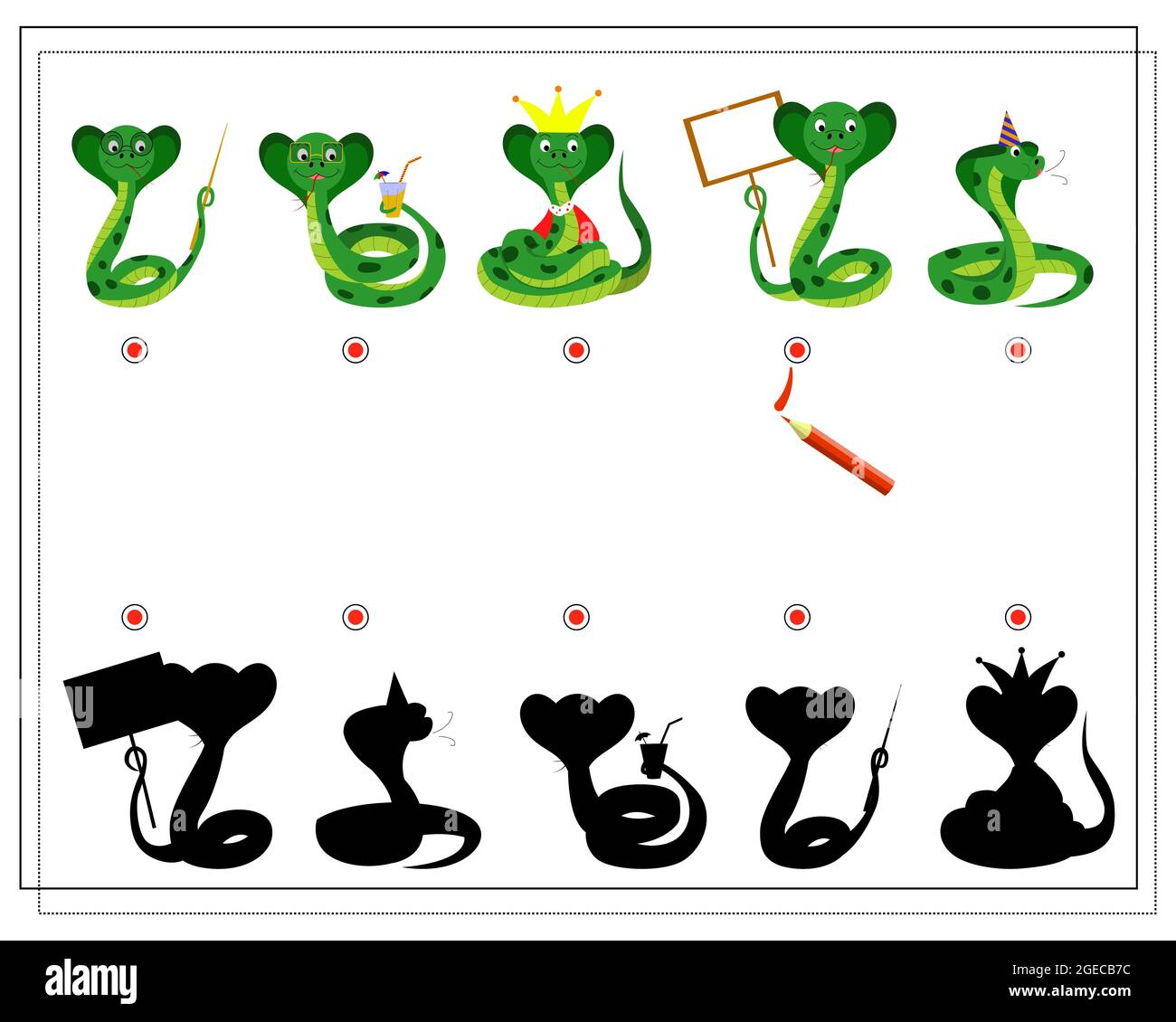 A logical game for children Find the right shadow . cute cartoon snake,  vector, isolated on a white background Stock Vector Image & Art - Alamy