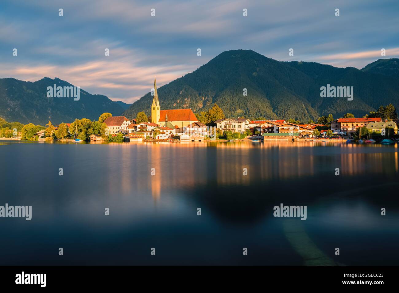 Rottach-Egern is a municipality and town located at Lake Tegernsee in the district of Miesbach in Upper Bavaria, Germany, about 35 miles south of cent Stock Photo