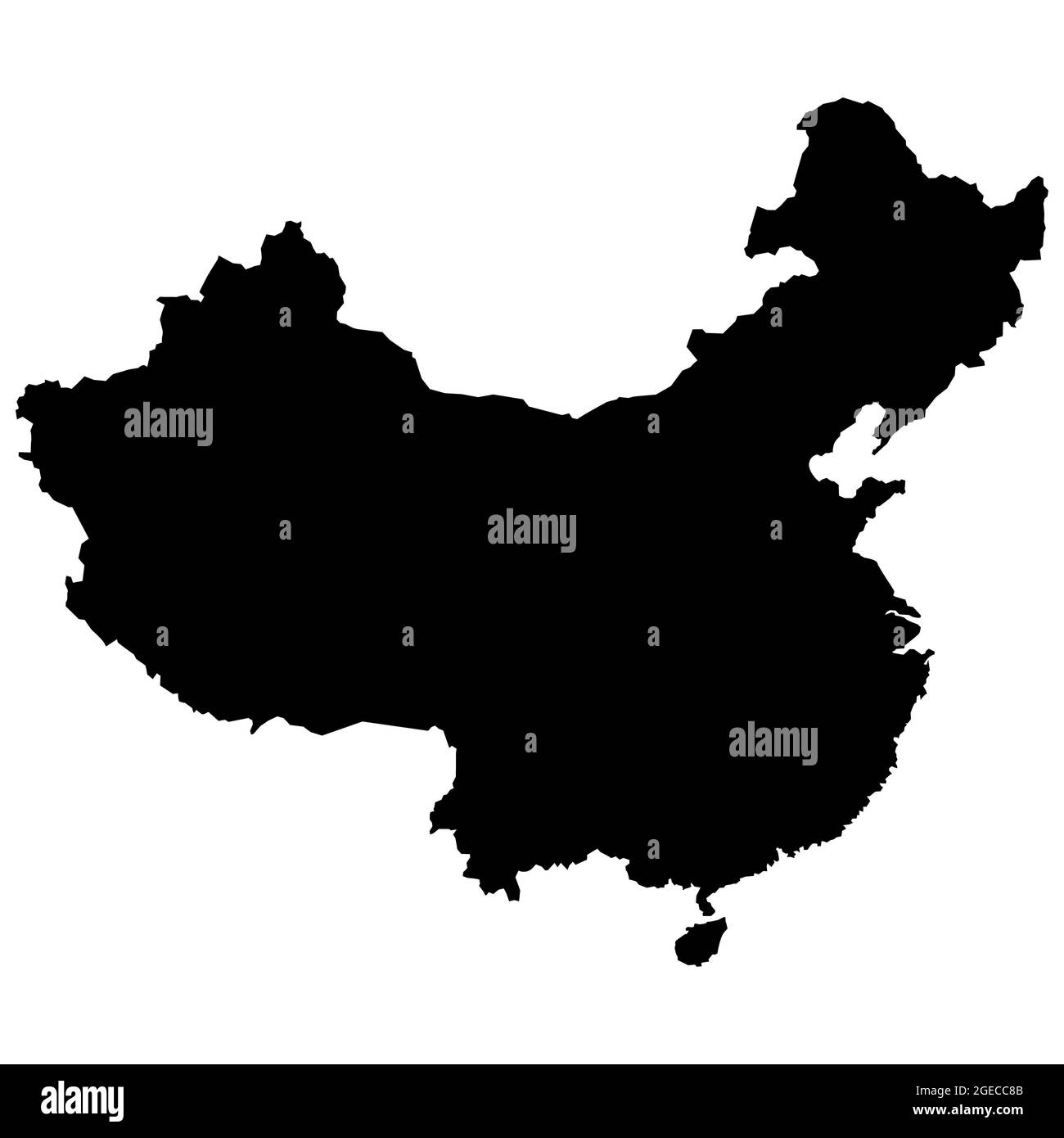 Map of People's Republic of China on white background. Black Map of China sign. Chinee Map symbol. flat style. Stock Photo