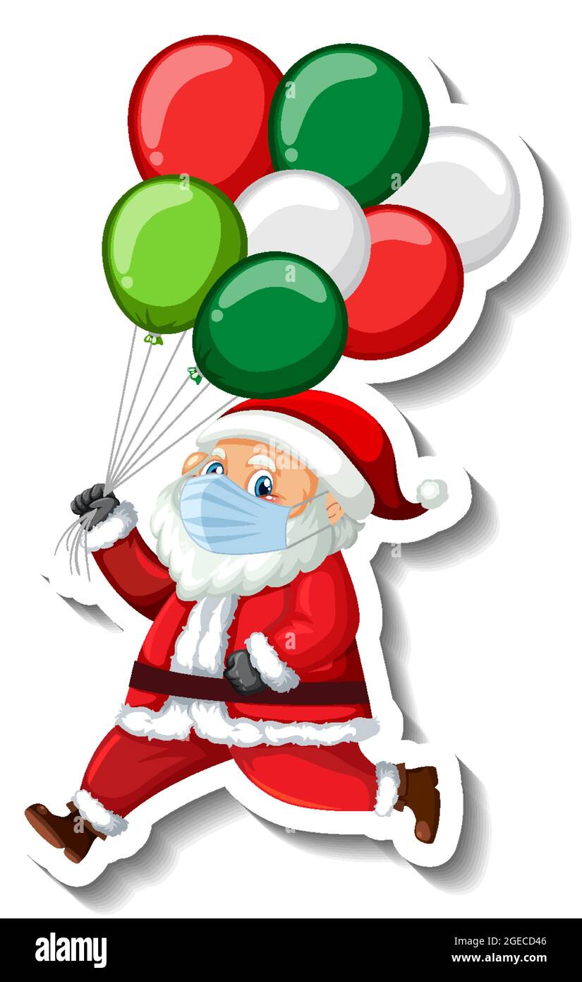 A sticker template with Santa Claus wearing mask illustration Stock ...